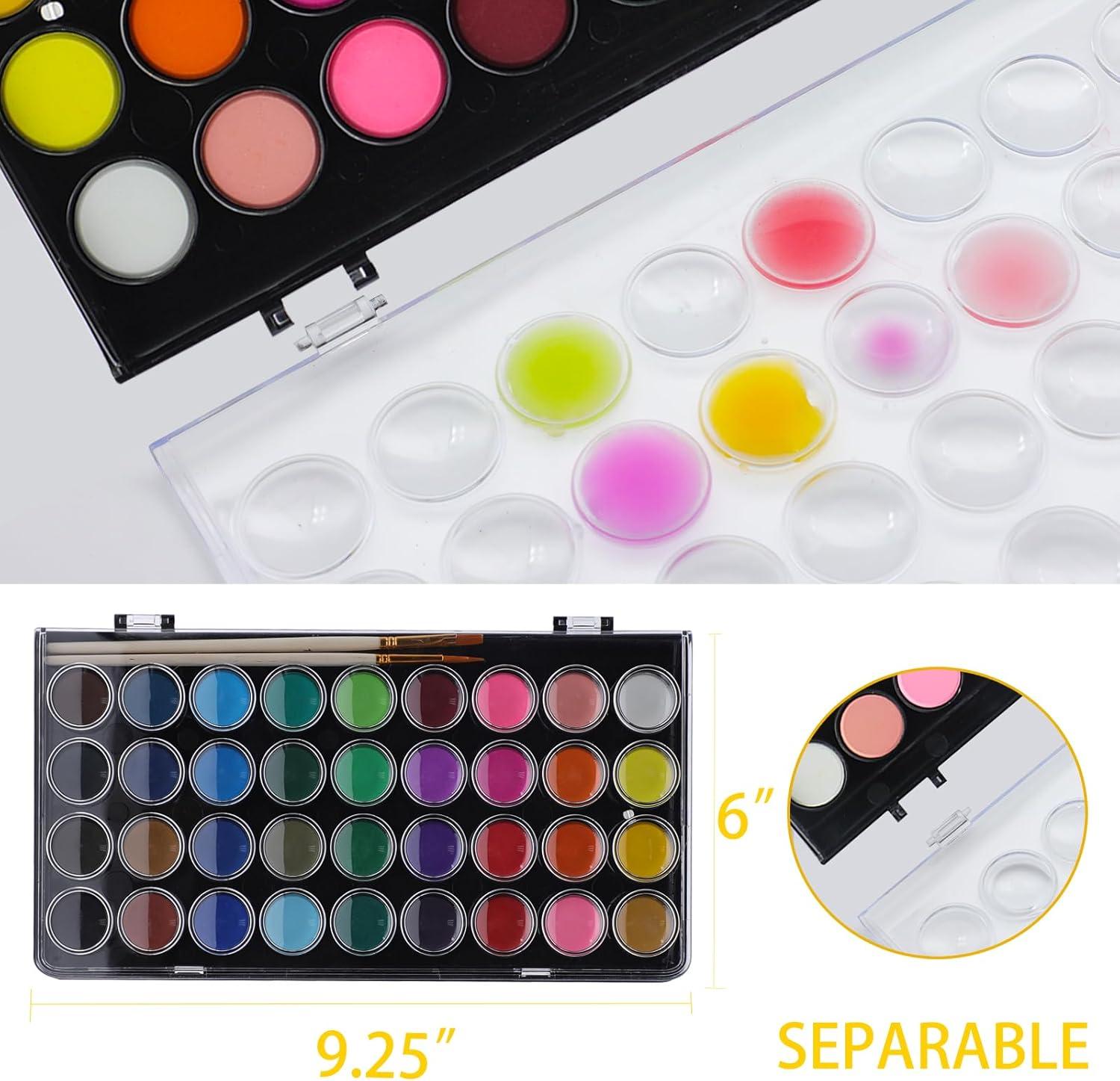 imageArtecho 28 Metallic Watercolor Paint Set Glitter Colors SemiMoist Pearlescent Water color Ideal for Beginners and Artists36 colors