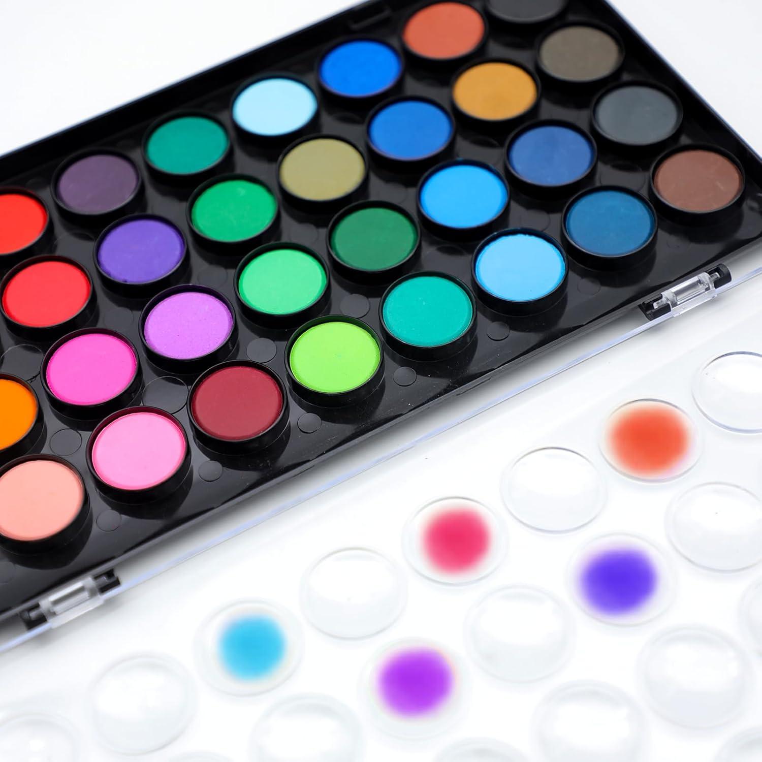 imageArtecho 28 Metallic Watercolor Paint Set Glitter Colors SemiMoist Pearlescent Water color Ideal for Beginners and Artists36 colors