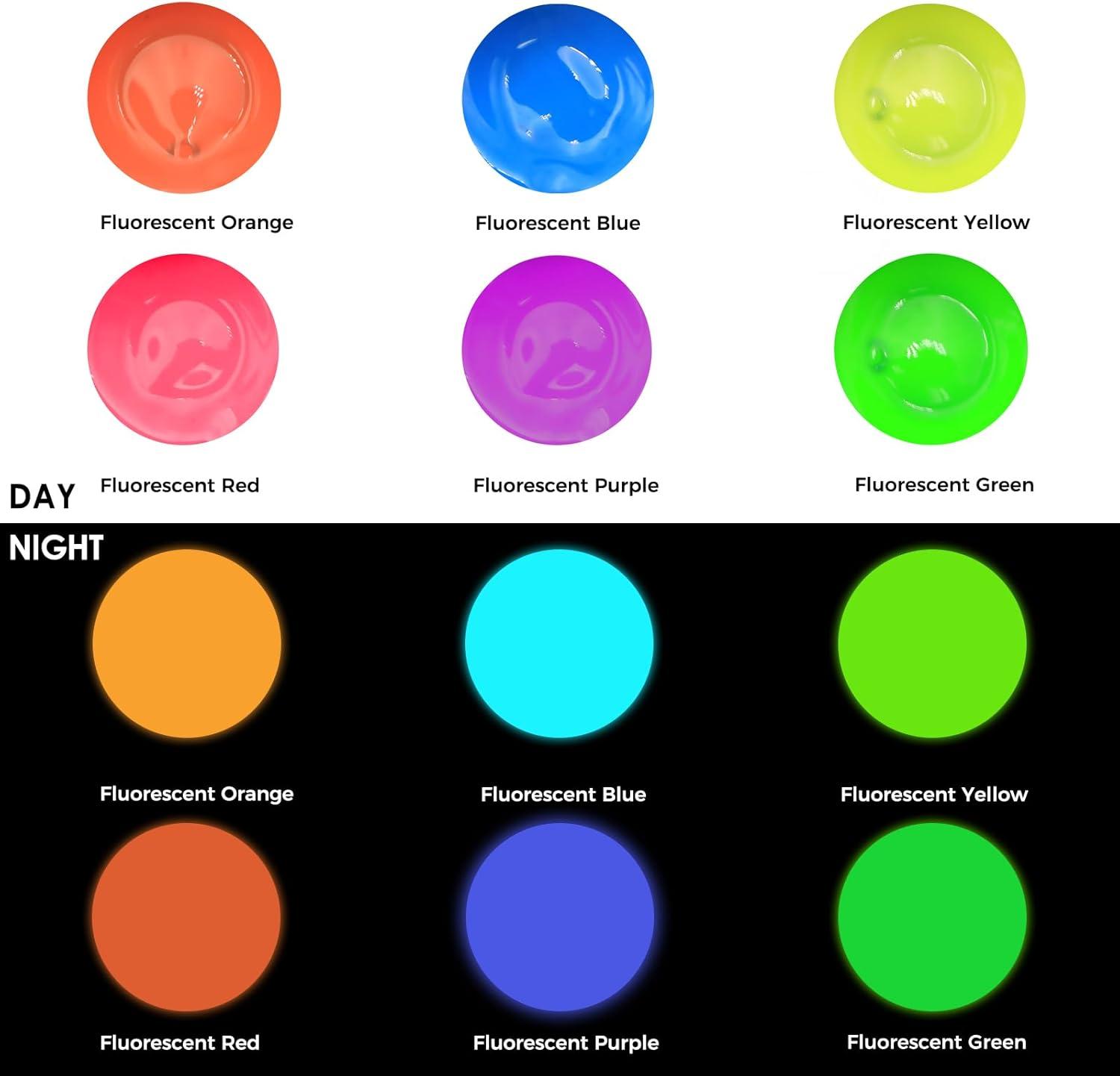 imageArtecho Neon Paint 6 Colors 60 ml  2 oz Acrylic Paint for Decoration Art Painting Outdoor and Indoor Art Craft Supplies for Canvas Rock Wood Waterproof Rich PigmentsGlowNeon6 colors