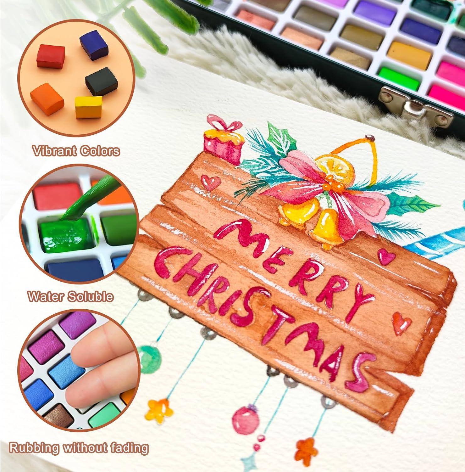 imageArtecho Watercolor Paint Set 168 Colors Painting Kit with Watercolor Pad Brushes and Pencil Ideal Water Color Kit for Beginners ampamp Professionals168 Colors