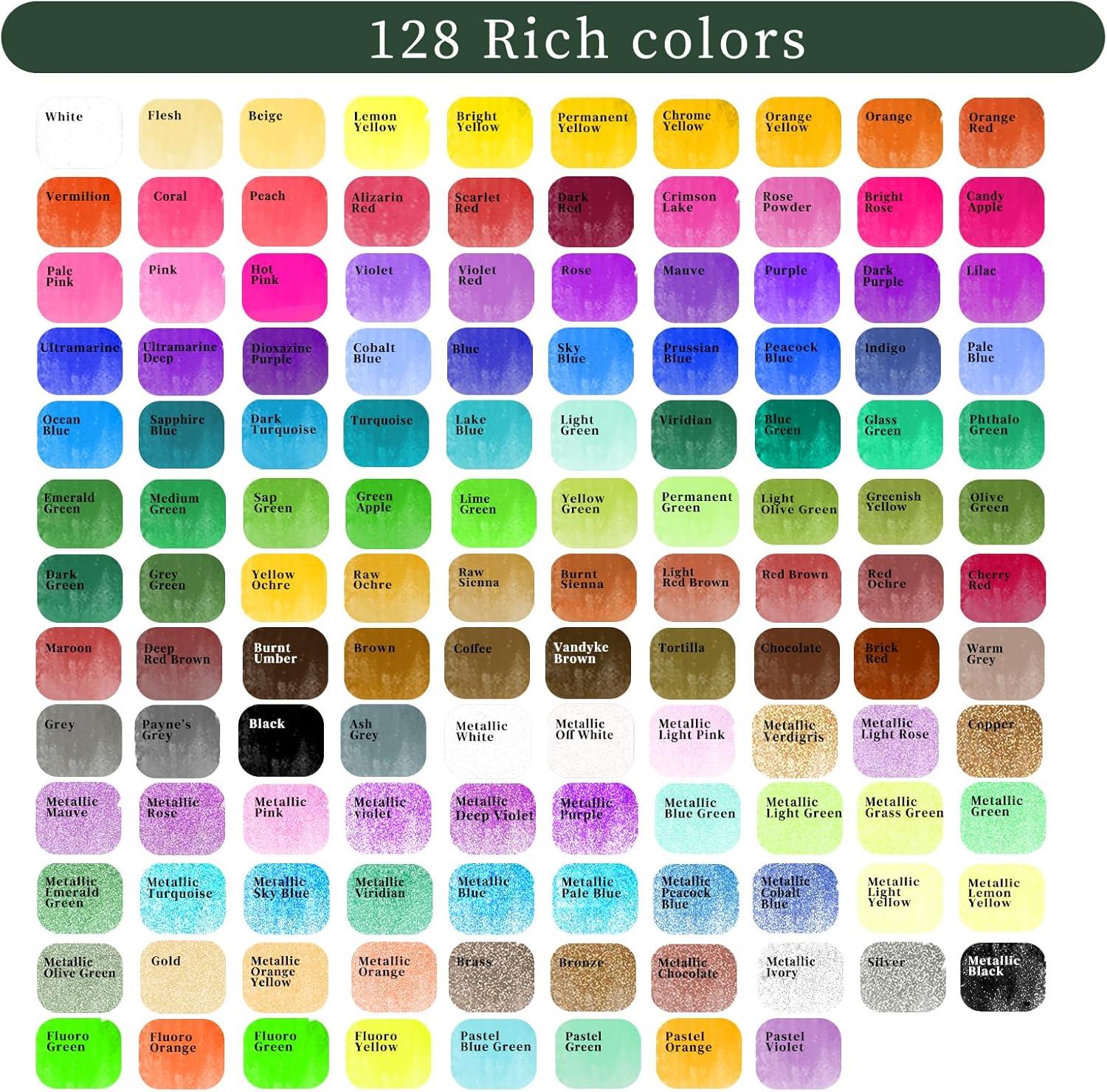 imageArtecho Watercolor Paint Set 50 Colors Travel Watercolor Set with Watercolor Papers and Brushes Ideal for Amateur Hobbyists Painting Lovers and Artists128 Colors