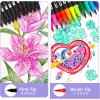 imageArtecho 72 Colors Markers for Adult Coloring Books Dual Tip Markers for School Fine and Brush Tip for Adults Coloring Books Calligraphy Drawing Sketching120 colors