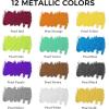 imageArtecho Oil Pastels Set of 48 Colors Soft Oil Pastels for Art Painting Drawing Blending Art Supplies for Artists Beginners Students Teachers 10 x 70 mm12 Metallic Colors
