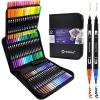 imageArtecho 120 Colors Markers for Adult Coloring Books Dual Tip Markers for School Fine and Brush Tip for Adults Coloring Books Calligraphy Drawing Sketching72 colors