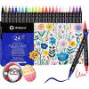 imageArtecho Acrylic Paint Markers 60 Colors Acrylic Paint Pens with Brush Tip and Fine Tip for Stone Rock Painting Paper Pumpkin Wood Egg Canvas Ceramic Fabric leather Glass DIY Crafts24 Colors