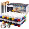 imageArtecho Acrylic Paint Set 24 Colors 2oz59ml with 12 Brushes Art Craft Paints Kit Paint for Canvas Rocks Wood Fabric Ceramic and Art Supplies Non Toxic Paint for Artists and Beginners2oz48colors