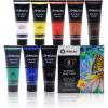imageArtecho Professional Acrylic Paint White and Black 120ml  405oz Tubes Art Craft Paints for Canvas Rock Stone Wood Fabric Art Supplies8 Basic Colors