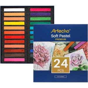 imageArtecho 12pcs Neon Soft Pastels Square Chalk for Drawing Blending Layering Shading Pastels Art Supplies24 colors long