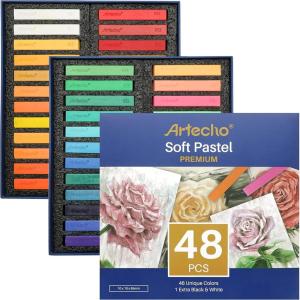 imageArtecho 12pcs Neon Soft Pastels Square Chalk for Drawing Blending Layering Shading Pastels Art Supplies48 colors long