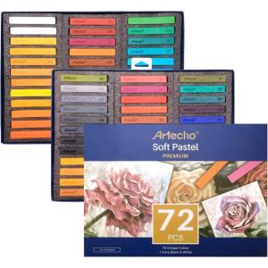 imageArtecho 12pcs Neon Soft Pastels Square Chalk for Drawing Blending Layering Shading Pastels Art Supplies70 colors long