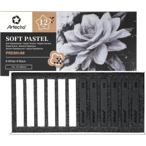 imageArtecho 12pcs Neon Soft Pastels Square Chalk for Drawing Blending Layering Shading Pastels Art Supplieswhite and black