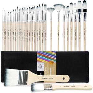 imageArtecho 32 PCS Paint Brushes for Acrylic Painting Acrylic Paint Brushes for Oil Watercolor Acrylic Gouache and Canvas Painting32 pcs