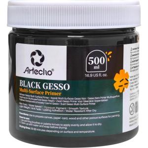 imageArtecho Black Gesso 169oz  500ml Gesso Primer for Acrylic Paintingblack