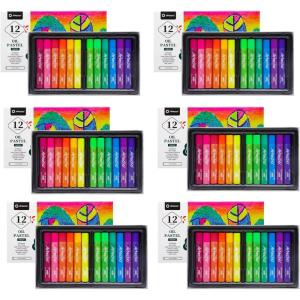 imageArtecho Oil Pastels Set of 48 Colors Soft Oil Pastels for Art Painting Drawing Blending Art Supplies for Artists Beginners Students Teachers 10 x 70 mm12 Neon Colors6 Pack