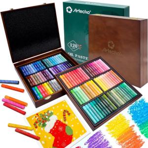 imageArtecho Oil Pastels Set of 48 Colors Soft Oil Pastels for Art Painting Drawing Blending Art Supplies for Artists Beginners Students Teachers 10 x 70 mm120 Colors Gift Set