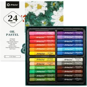 imageArtecho Oil Pastels Set of 48 Colors Soft Oil Pastels for Art Painting Drawing Blending Art Supplies for Artists Beginners Students Teachers 10 x 70 mm24 Basic Colors