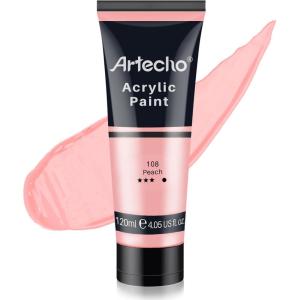 imageArtecho Professional Acrylic Paint Set 20 Primary Colors 120ml  405oz Tubes Art Craft Paints for Canvas Rock Stone Wood Fabric Art SuppliesPeach