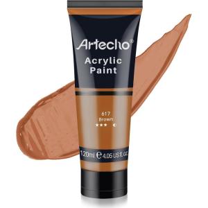 imageArtecho Professional Acrylic Paint White and Black 120ml  405oz Tubes Art Craft Paints for Canvas Rock Stone Wood Fabric Art SuppliesBrown