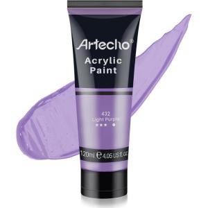 imageArtecho Professional Acrylic Paint White and Black 120ml  405oz Tubes Art Craft Paints for Canvas Rock Stone Wood Fabric Art SuppliesLight Purple