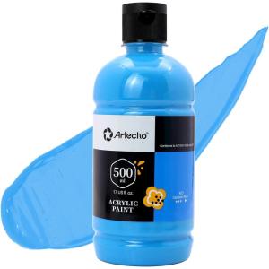 imageArtecho White Acrylic Paint Large Bottle 500ml  17oz White Paint for Canvas Rocks Wood Fabric Ceramic Non ToxicCerulean Blue