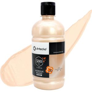 imageArtecho White Acrylic Paint Large Bottle 500ml  17oz White Paint for Canvas Rocks Wood Fabric Ceramic Non ToxicChampagne Gold
