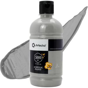 imageArtecho White Acrylic Paint Large Bottle 500ml  17oz White Paint for Canvas Rocks Wood Fabric Ceramic Non ToxicGrey