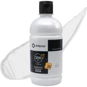 imageArtecho White Acrylic Paint Large Bottle 500ml  17oz White Paint for Canvas Rocks Wood Fabric Ceramic Non ToxicPearl White