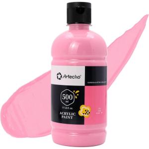 imageArtecho White Acrylic Paint Large Bottle 500ml  17oz White Paint for Canvas Rocks Wood Fabric Ceramic Non ToxicPink