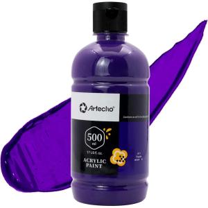 imageArtecho White Acrylic Paint Large Bottle 500ml  17oz White Paint for Canvas Rocks Wood Fabric Ceramic Non ToxicPurple