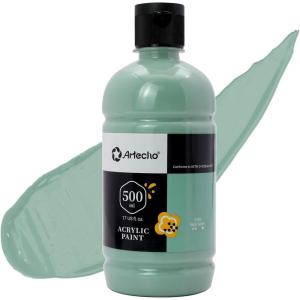 imageArtecho White Acrylic Paint Large Bottle 500ml  17oz White Paint for Canvas Rocks Wood Fabric Ceramic Non ToxicSage Green