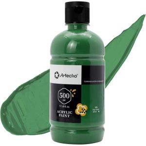 imageArtecho White Acrylic Paint Large Bottle 500ml  17oz White Paint for Canvas Rocks Wood Fabric Ceramic Non ToxicSap Green