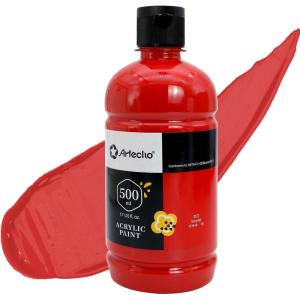 imageArtecho White Acrylic Paint Large Bottle 500ml  17oz White Paint for Canvas Rocks Wood Fabric Ceramic Non ToxicScarlet Red
