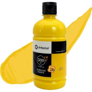 imageArtecho White Acrylic Paint Large Bottle 500ml  17oz White Paint for Canvas Rocks Wood Fabric Ceramic Non ToxicYellow Mid