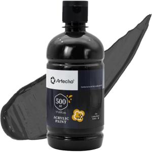 imageArtecho White Acrylic Paint Large Bottle 500ml  17oz White Paint for Canvas Rocks Wood Fabric Ceramic Non Toxicblack