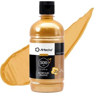 imageArtecho White Acrylic Paint Large Bottle 500ml  17oz White Paint for Canvas Rocks Wood Fabric Ceramic Non Toxicgold