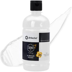 imageArtecho White Acrylic Paint Large Bottle 500ml  17oz White Paint for Canvas Rocks Wood Fabric Ceramic Non Toxicwhite