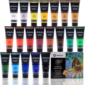 imageArtecho Blue Acrylic Paint Cerulean Blue Paint 120ml  405oz Tubes Art Craft Paints for Canvas Rock Stone Wood Fabric Art Supplies20 Basic Colors