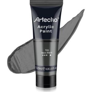 imageArtecho Blue Acrylic Paint Cerulean Blue Paint 120ml  405oz Tubes Art Craft Paints for Canvas Rock Stone Wood Fabric Art SuppliesMars Black