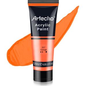imageArtecho Blue Acrylic Paint Cerulean Blue Paint 120ml  405oz Tubes Art Craft Paints for Canvas Rock Stone Wood Fabric Art SuppliesOrange