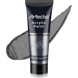 imageArtecho Blue Acrylic Paint Cerulean Blue Paint 120ml  405oz Tubes Art Craft Paints for Canvas Rock Stone Wood Fabric Art SuppliesPearl Black