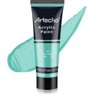 imageArtecho Blue Acrylic Paint Cerulean Blue Paint 120ml  405oz Tubes Art Craft Paints for Canvas Rock Stone Wood Fabric Art SuppliesPearl Green