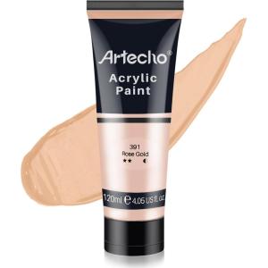 imageArtecho Blue Acrylic Paint Cerulean Blue Paint 120ml  405oz Tubes Art Craft Paints for Canvas Rock Stone Wood Fabric Art SuppliesRose Gold