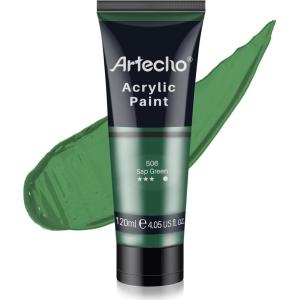 imageArtecho Blue Acrylic Paint Cerulean Blue Paint 120ml  405oz Tubes Art Craft Paints for Canvas Rock Stone Wood Fabric Art SuppliesSap Green