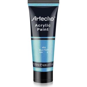 imageArtecho Blue Acrylic Paint Cerulean Blue Paint 120ml  405oz Tubes Art Craft Paints for Canvas Rock Stone Wood Fabric Art Supplieslridescent Blue