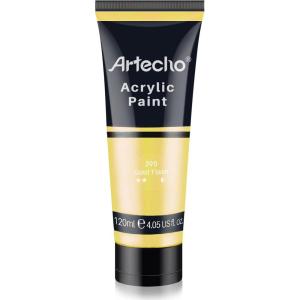 imageArtecho Blue Acrylic Paint Cerulean Blue Paint 120ml  405oz Tubes Art Craft Paints for Canvas Rock Stone Wood Fabric Art Supplieslridescent Gold