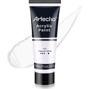 imageArtecho Professional Acrylic Paint Set 20 Primary Colors 120ml  405oz Tubes Art Craft Paints for Canvas Rock Stone Wood Fabric Art SuppliesTitanium White
