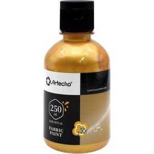 imageArtecho Black Fabric Paint 250 ml  845 oz Permanent Clothing Paint for DIY TShirts Tote Bags ampamp Canvas Washable ampamp Flexible Textile Paintgold