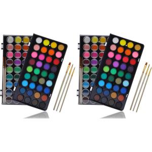 imageArtecho 36 Colors Watercolor Paint Set with 3 Brushes Washable Travel Design Perfect for Card Making Illustrations Painting Calligraphy Pack of 2