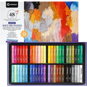 imageArtecho Extra Soft Oil Pastels Set of 120 Colors Art Supplies for Art Painting Drawing Blending48 Basic Colors