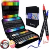 image:imageArtecho Acrylic Paint Markers 60 Colors with Bag Acrylic Paint Pens with Brush Tip and Fine Tip for Stone Rock Painting Paper Pumpkin Wood Egg Canvas Ceramic Fabric leather Glass72 Colors